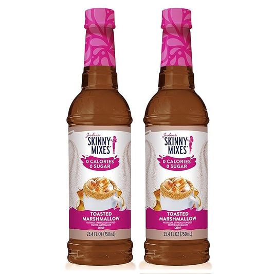 Jordan’s Skinny Mixes Sugar Free Coffee Syrup, Toasted Marshmallow Coffee Flavoring Syrup, Zero Calorie Drink Mix, Lattes, Baking, Protein Shake or Cocktail, Dairy & Gluten Free, Kosher, 25.4 Fl Oz, 2 Pack