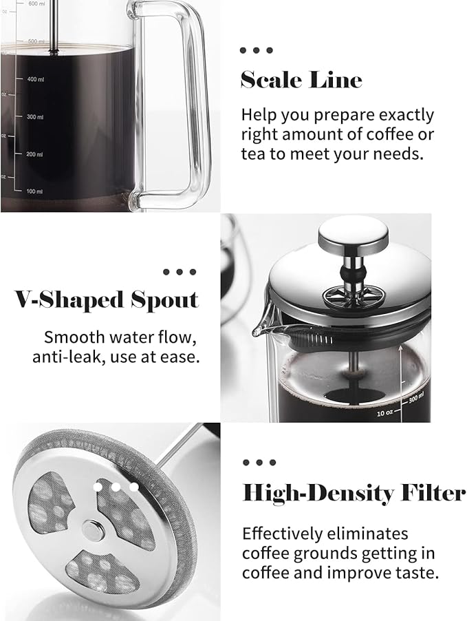 Double Walled French Coffee Maker Heat Resistant Borosilicate Glass Coffee Pot