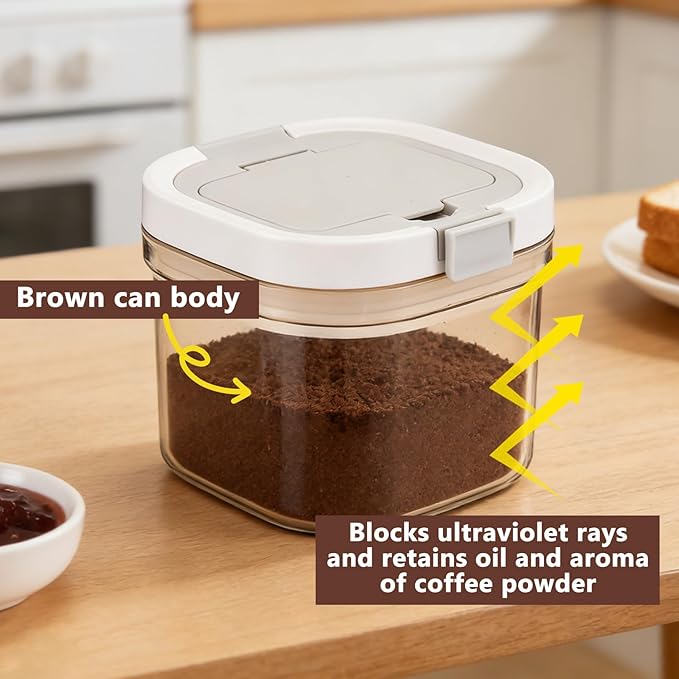 3 Pcs Airtight Coffee Canister, 27oz Large Coffee Storage Container with Scoop, Food Storage for Coffee, Tea, Beans, Sugar, Flour, Cereal and More (0.8 Liters)