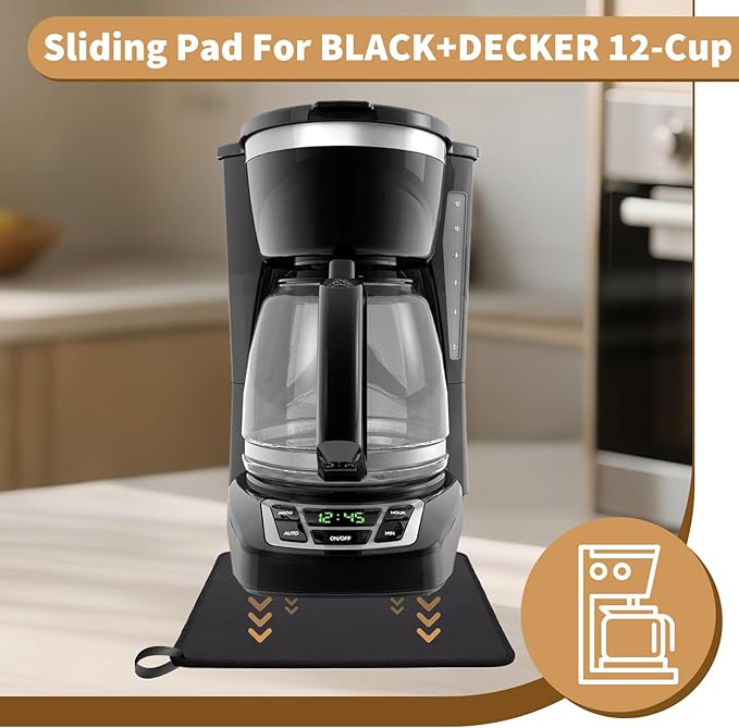 Sliding Pad for BLACK+DECKER 12-Cup Digital Coffee Maker (11.3"×9.8")- Smooth Glide with Anti-Slip Base - Perfect Accessories Fit for CM1160W/B 12-Cup Programmable Coffeemaker