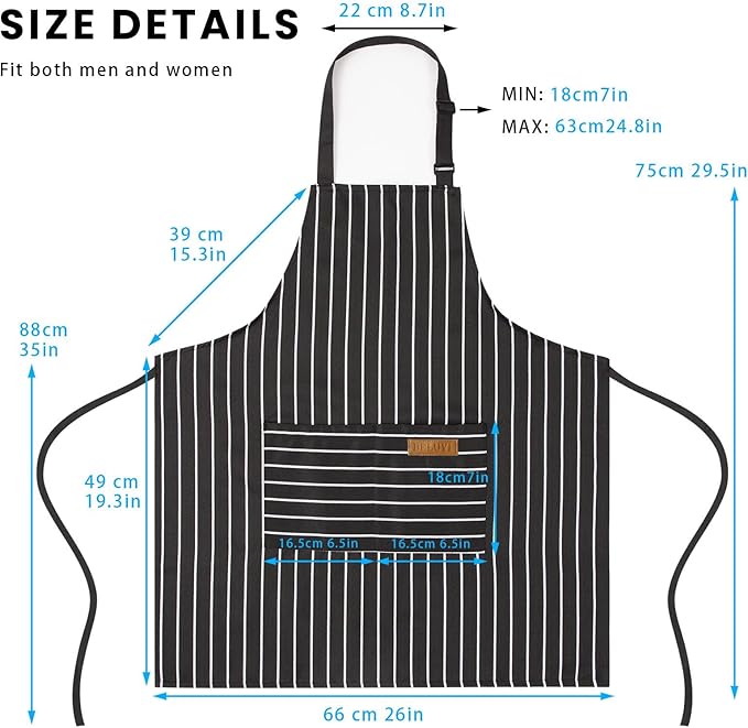 BeLuyi 2 Pack Adjustable Bib Apron with 2 Pockets Chef Cooking Kitchen Restaurant Aprons for Women Men