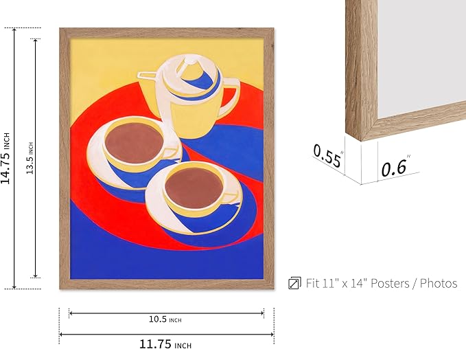 Poster Master Vintage Food & Drink Poster - Retro Colorful Coffee Print - Café Wall Art - Gift for Barista, Coffee Lovers, Café Owner - Decor for Dining Room, Kitchen, 11x14 Beige Framed