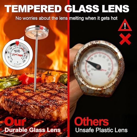 Meat Thermometer Cooking Thermometer Stainless Steel Kitchen Thermometer Temperature Labeled for Poultry, Pork, Beef