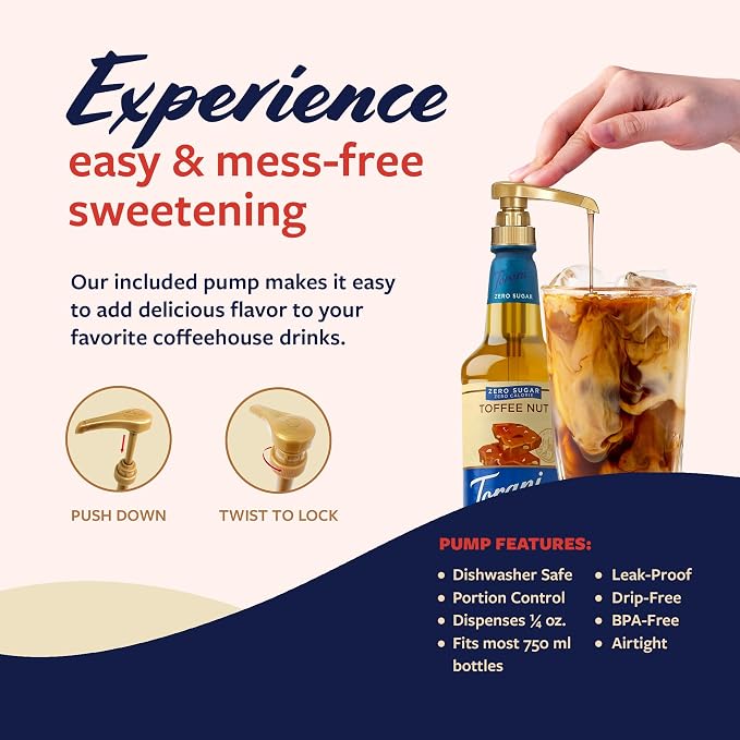 Torani Zero Sugar Puremade Syrup, Toffee Nut Flavoring for Drinks, Pump Included, 25.4 Fl Oz - Image 5