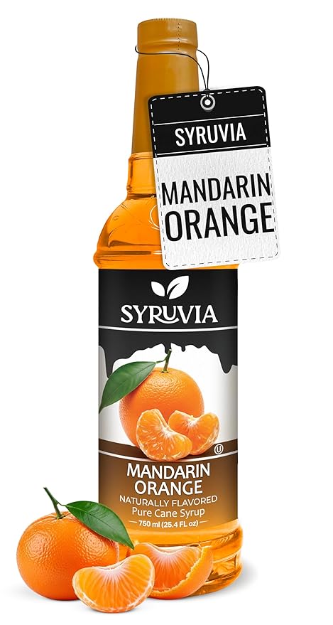 Syruvia Mandarin Orange Syrup, Natural Flavors, Syrup for Drinks, Lattes, and Desserts – 25.4 fl oz