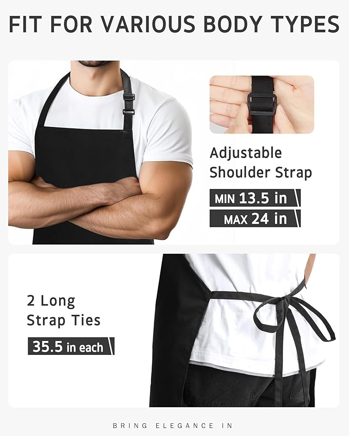 Syntus Chef Apron for Men Women Kitchen Cooking Apron with Pockets, Adjustable Bib Aprons Stain Resistant