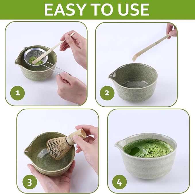 Bamboo Matcha Whisk Set With Bamboo Whisk And Holder Premium Matcha Set (B)
