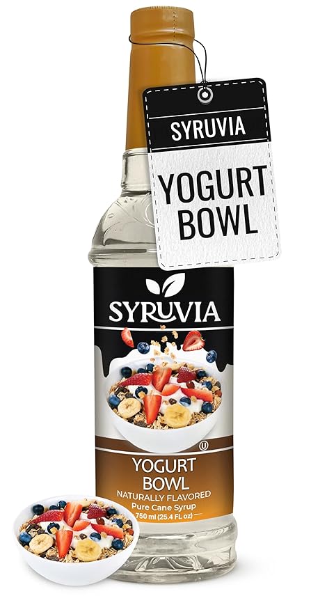Syruvia Yogurt Bowl Syrup, Natural Flavors, Syrup for Drinks, Lattes, and Desserts – 25.4 fl oz