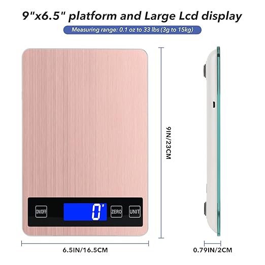 33lb Food Kitchen Digital Scale,1g/0.05oz Precise Graduation, USB Charging Kitchen Scale, Waterproof Stainless Steel with LCD Display, Ounces and Grams for Weight Loss, Cooking, Baking (red)