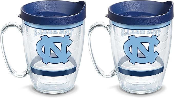 Tervis Made in USA Double Walled University of North Carolina Tar Heels Insulated Tumbler Cup Keeps Drinks Cold & Hot, 16oz Mug, Tradition (Pack of 2)