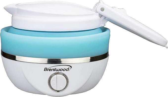 Brentwood KT-1508BL Dual Voltage 120/220 Volt Collapsible-Travel Kettle, 0.8 Liter, Blue