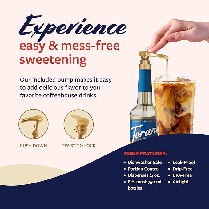 Torani Sugar Free Hazelnut Syrup and Sugar Free Vanilla Syrup Variety 2-Pack, Coffee Syrups for Drinks, Pumps Included, 25.4 Fl Oz Ea