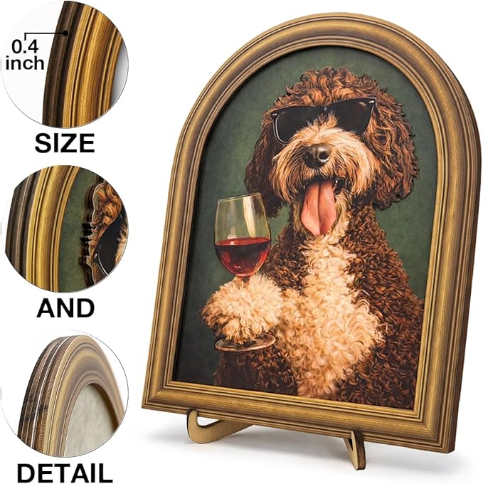 3D Funny Gentleman Dog Wall Art Sign for Bar Decor, Drinking Dog Portrait Wall Decor, 8x10 Inch