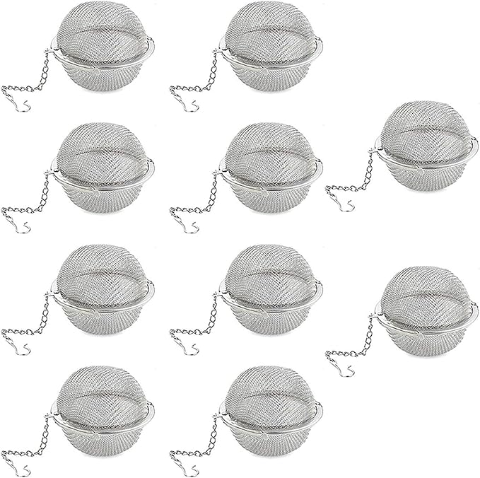Loose Leaf Tea Steeper, Tea Ball Infusers for Loose Tea,Extra Fine Mesh Tea Strainer Tea Diffusers,Stainless Steel Tea Filter for Brew Leaf Tea Flavoring Herbal Spices Seasonings (10)