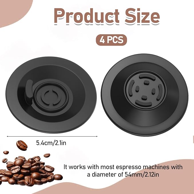 Larrel 4 Pcs Espresso Backflush Cleaning Disc Compatible with Breville Espresso Machines, 54mm Black Practical Silicone Blind Filter Disk Compatible with Breville Cleaning - Image 2