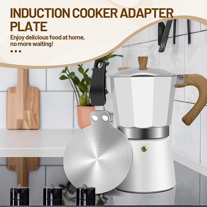 5.1in Induction Cooker Adapter Plate Stainless Steel Heat Sink for Aluminum Moka Pot Coffee Maker for Home and Camping 13cm