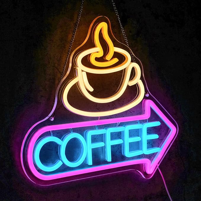 Coffee Neon Sign for Wall Decor Dimmable Coffee Bar Led Light Signs Coffee Business Neon Signs for Cafe Neon Light for Man Cave Coffee Shop Kitchen Club Party Restaurant Home Bar Gifts