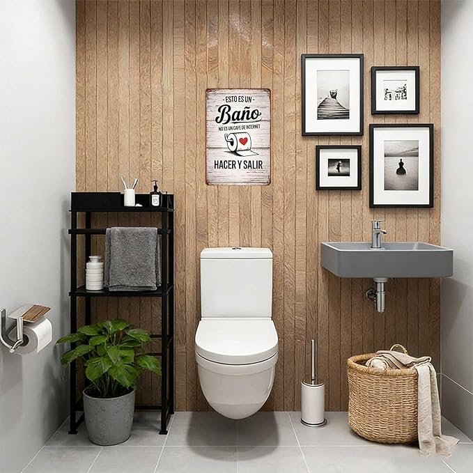 Funny Metal Signs Bathroom Decor- Vintage Wall Art "Esto Es Un Baño No Es Un Cafe De Internet" - for Home, Office, Restroom Decor 8X12inch