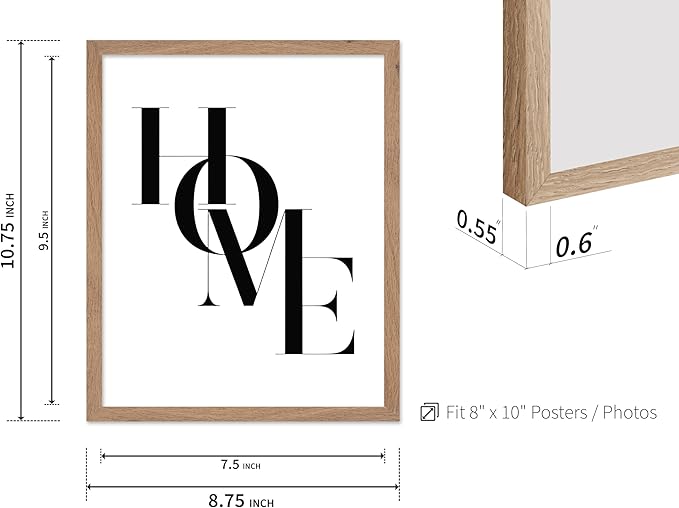 Poster Master Vintage Unique Poster - Retro Minimalist Print - Home, Letters, Typography, Black and White, Simple - Gift for Artist, Friend - Wall Decor for Living Room, Dorm, 8x10 Beige Framed