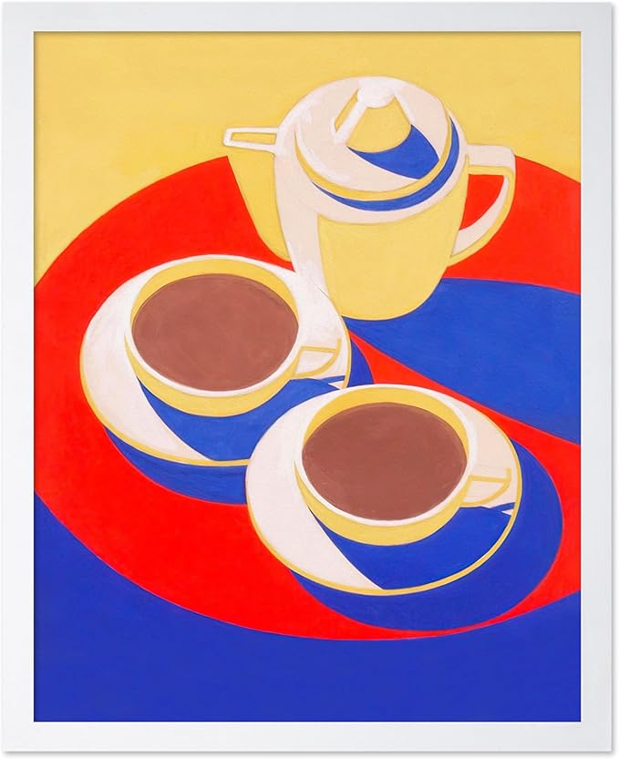 Poster Master Vintage Food & Drink Poster - Retro Colorful Coffee Print - Café Wall Art - Gift for Barista, Coffee Lovers, Café Owner - Decor for Dining Room, Kitchen, 8x10 White Framed