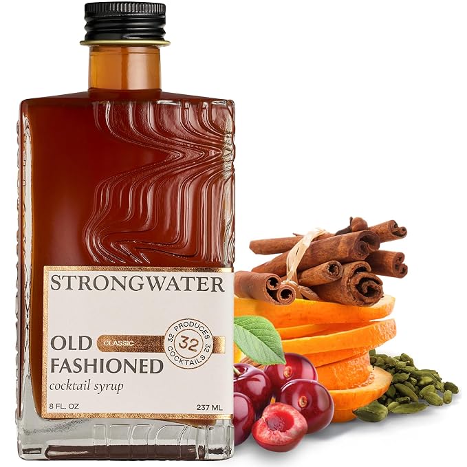 Strongwater Old Fashioned Mix - Makes 32 Cocktails - Handcrafted Old Fashioned Syrup with Bitters, Orange, Cherry, Organic Demerara Sugar - Craft Cocktail Mixer, Just Mix with Bourbon,Whiskey - 1 Pack by Strongwater
