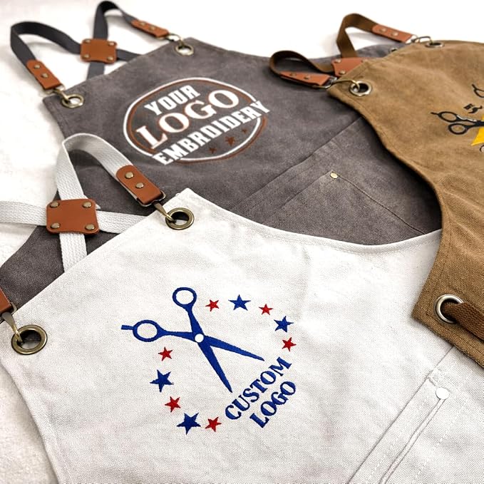 TEEAMORE Custom Design Apron for Men Women Adjustable Crossback Thick Work Apron with Pockets Personalized Canvas - Image 5