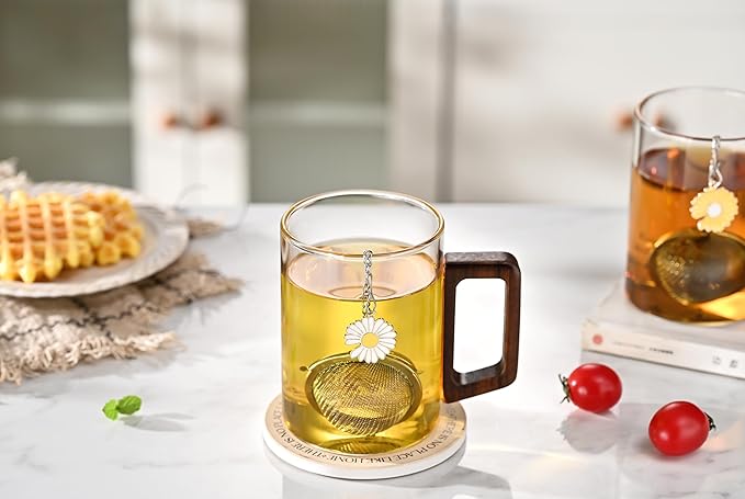 Fox Run White Daisy Tea Infuser Ball, Stainless Steel Mesh Tea Ball for Loose Tea