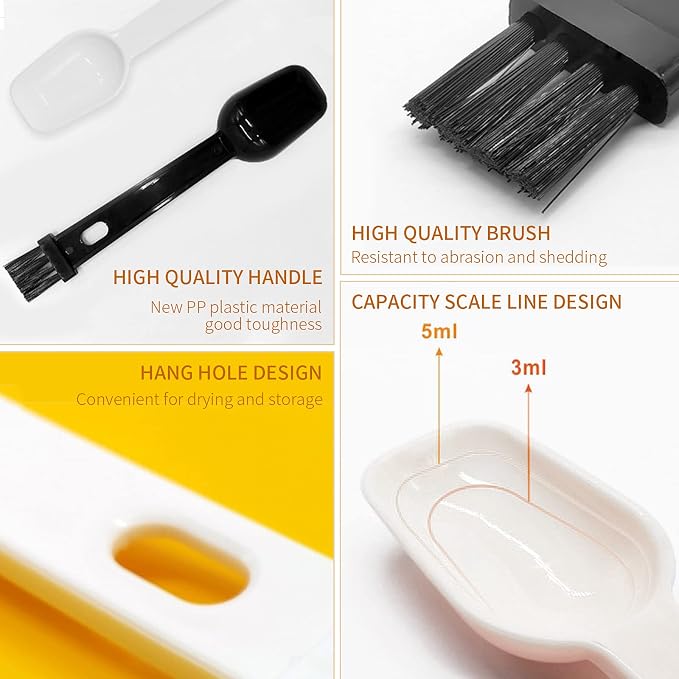 Coffee Spoon with Espresso Grinder Brush 4 PCS 2 in 1 Brush for Cleaning Espresso Machines & Scooping Tea Powder, Coffee Tool for Barista Home Kitchen Café (2 PCS White, 2 PCS Black) - Image 5