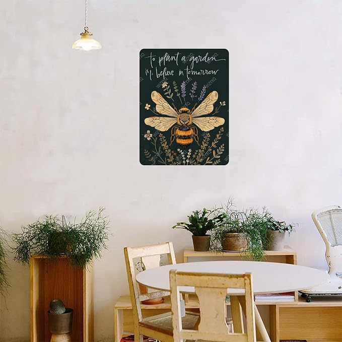 Funny Bee and Flowers Metal Signs to Plant A Garden Is To Believe In Tomorrow Vintage Tin Sign Retro Wall Decor for Home Farmhouse Yard Garden 8×12 Inches - Image 5