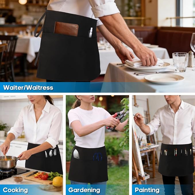 Server Apron with Multi-Pocket Design, Extra-Long Straps & Large Fit for Restaurant Servers, Bartenders & Baristas - Image 6