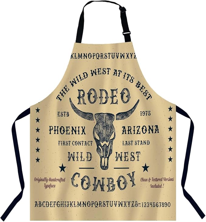 Vintage Rodeo Cowboy Chefs Apron, Cooking and Baking Apron for Men and Women, Kitchen Apron, Butchers Apron, BBQ & Catering Bibs by Unknown