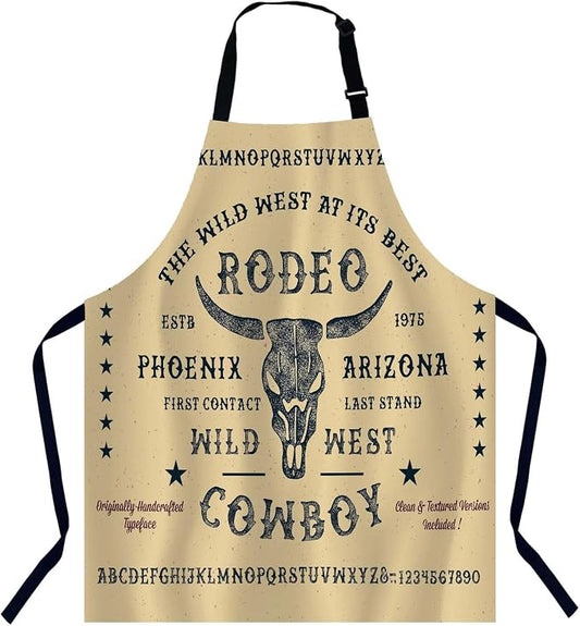 Vintage Rodeo Cowboy Chefs Apron, Cooking and Baking Apron for Men and Women, Kitchen Apron, Butchers Apron, BBQ & Catering Bibs by Unknown