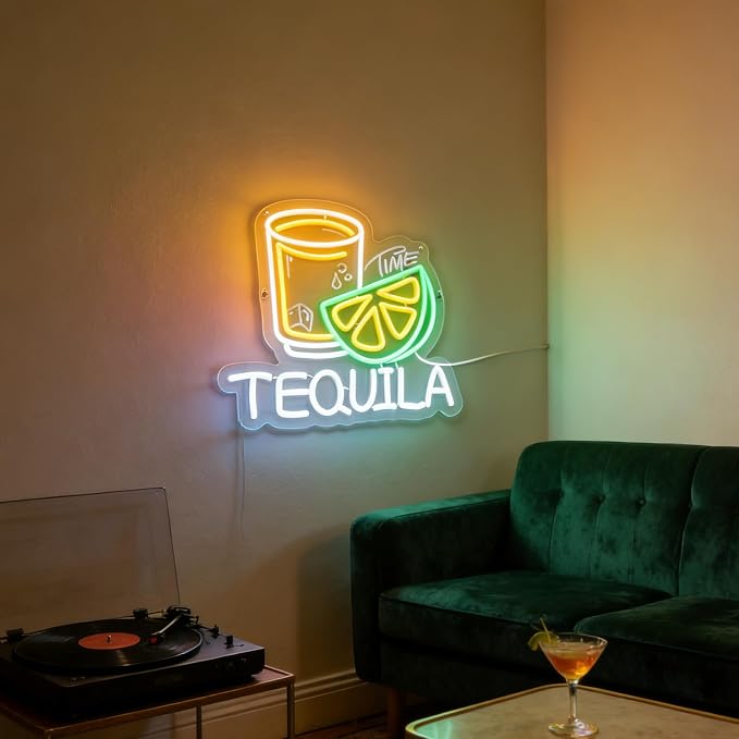 Tequila LED Neon Sign, Tequila Cup and Lemon Slice Shaped Neon Light, USB Powered Decorative Light for Bar Party Home Living Room Drink Theme Wall Table Decor, 13.8 x 12.2 In - Image 6