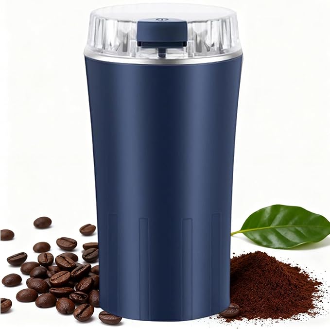 Electric Coffee Bean Grinder, Coffee Spice Grinder, 300W Nut Electric Grinders with 304 Stainless Steel Blades, One Touch Operation for Coffees Mill Home Use or Kitchen (Blue)