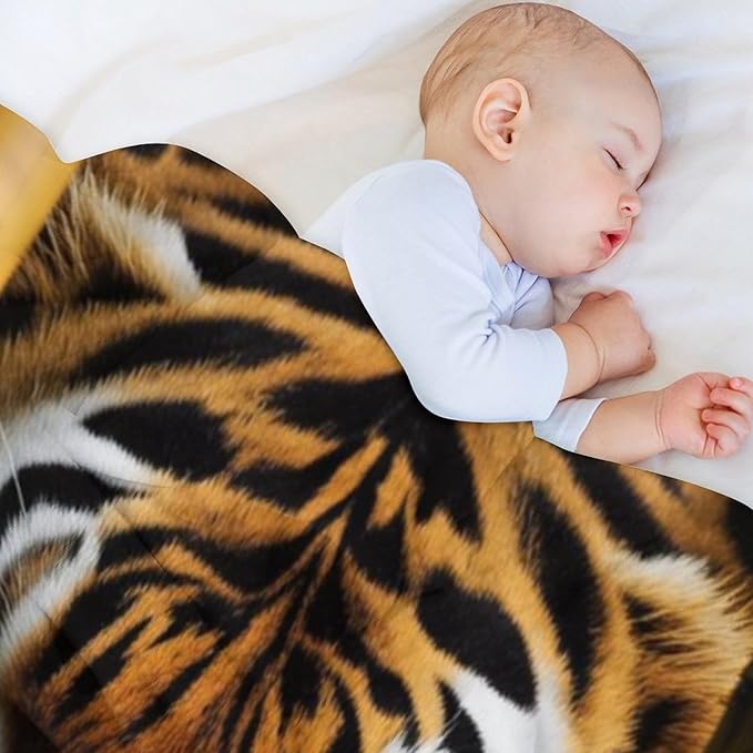 Beautiful Tiger Bamboo Eye Nose Super Soft Throw Blanket, Rustic Whisker Orange Flannel Fleece Decorative Throw for Sofa Couch Bedroom Decor Outdoor Use 30"x40"