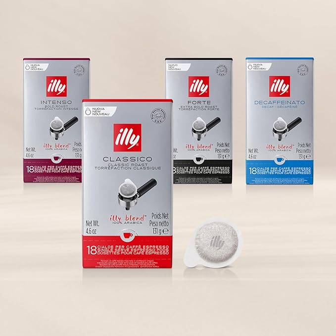 illy E.S.E. Coffee - Single-Serve Pods – Classico Medium Roast - Notes Of Chocolate & Caramel - For E.S.E Machines - Extraordinary Aroma & Body – 18 Count (Pack of 2)