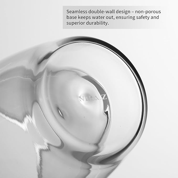 NIRA.Z 4 Pack 11.6oz/343ml Double Wall Glass Coffee Mugs, No Hole Bottom, Insulated Borosilicate Glass Coffee Cups, Clear Mugs for Hot & Cold Beverages, Perfect for Espresso, Latte, Tea, Cappuccino
