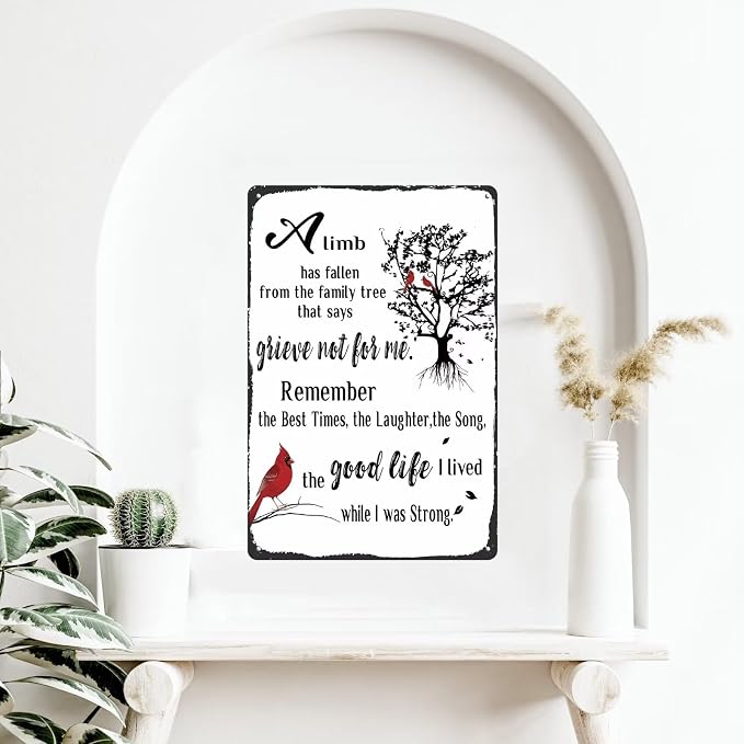 Memorial Gifts for Loss of Mother, Father, Husband, Son, Sympathy Gifts for Loss of Loved One, Rememberance Gift for Loss of Mom Dad, Condolences Gifts, Memorial Decor Sign Plaque 12x8 Inches Metal Tin Sign (Bird Style) - Image 8