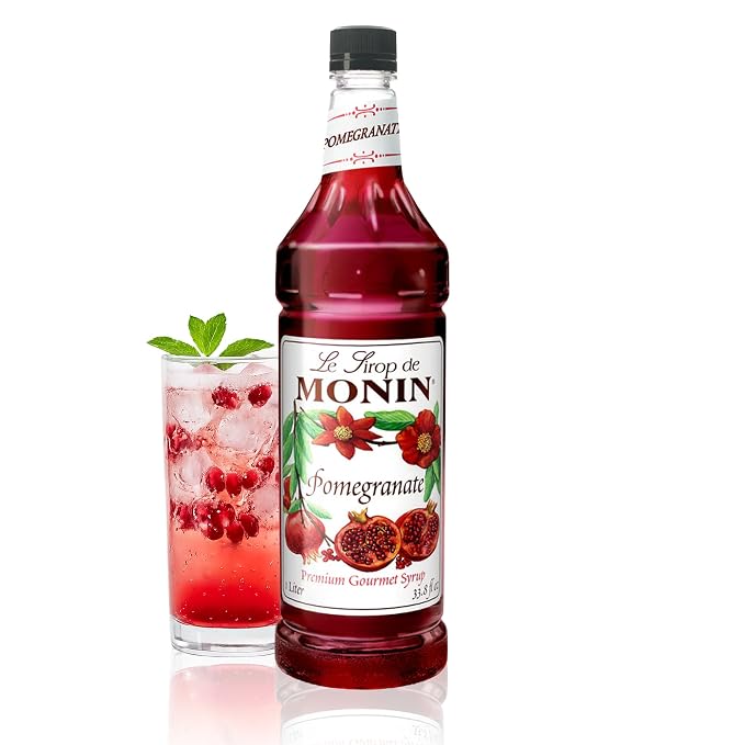 Monin - Pomegranate Syrup, Tart and Sweet, Great for Cocktails and Teas, Gluten-Free, Non-GMO (1 Liter) by Monin