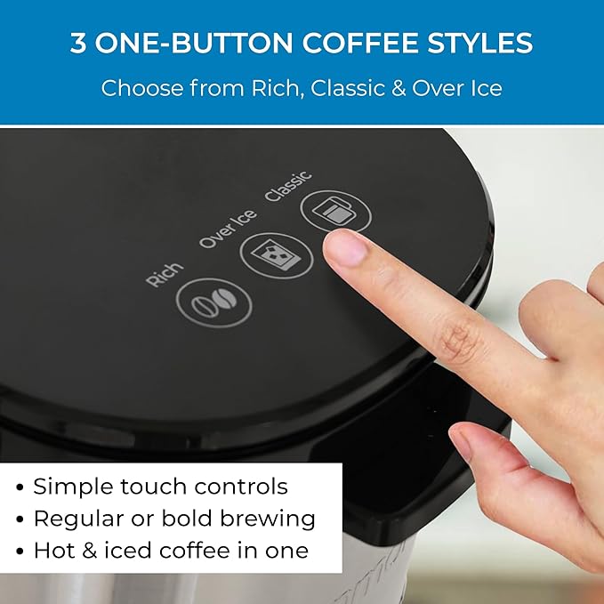 Kenmore Single Serve Coffee Maker – 6–14 Oz Brew Sizes, Compatible with Keurig K‑Cup Pods & Ground Coffee, One Cup Brewer, Travel Mug Friendly, Auto Shut‑Off, Hot & Iced Machine à café, Black