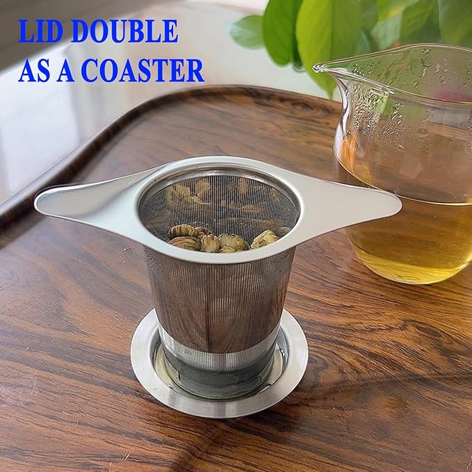 2PCS Stainless Steel Premium Tea & Coffee Strainer Infuser with Double Handles, Large Capacity Fine Mesh Strainer, Perfect for Loose Leaf Tea, Coffee Steeping in Cups and Teapots - Brewing Made Easy