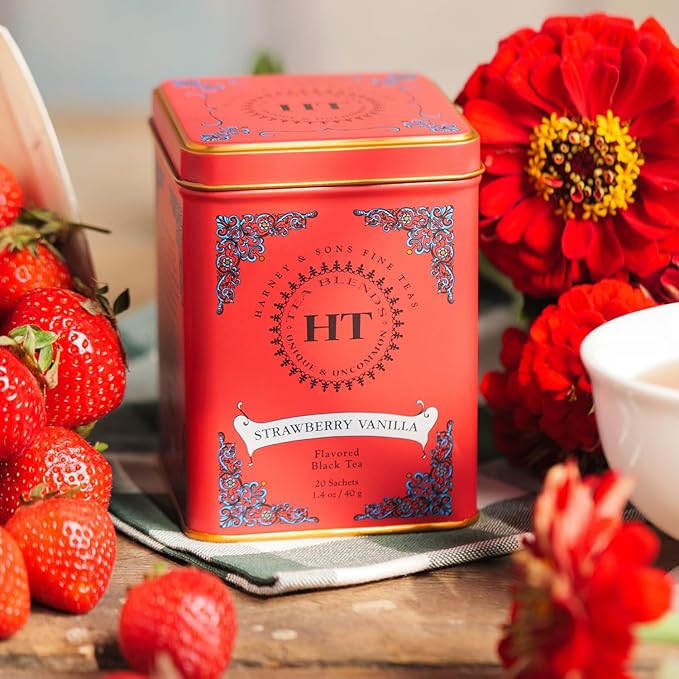 Harney & Sons Strawberry Vanilla, Flavored Black Tea, HT Line, 20 sachets