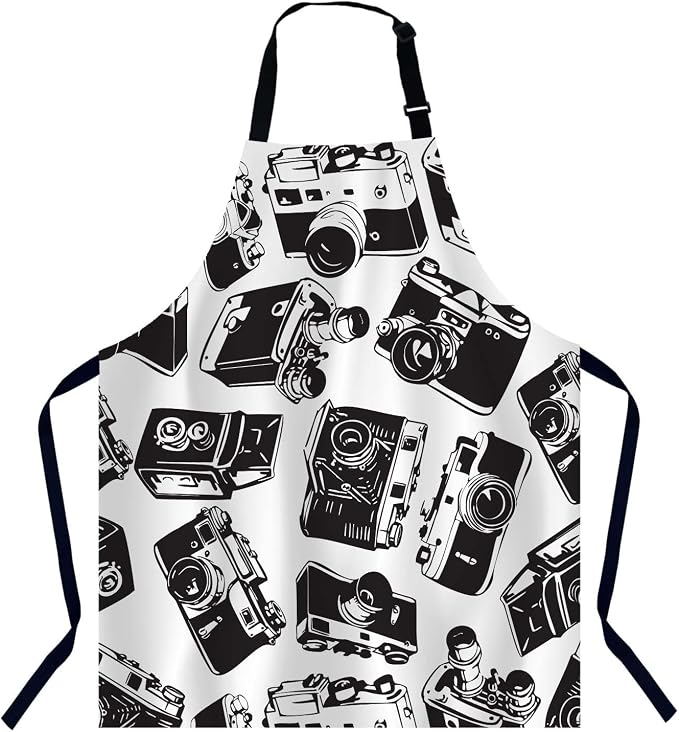 Old Camera Apron Adjustable Neck Bib Apron for Men Women,Suitable for Kitchen Cooking Waitress Chef Apron by Unknown