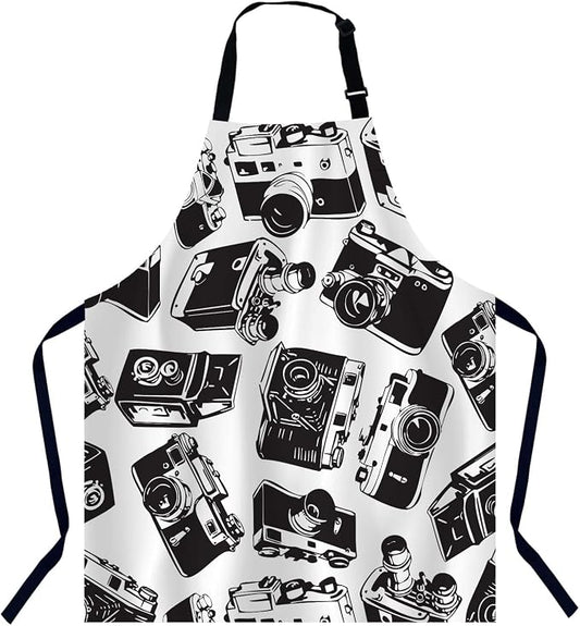 Old Camera Apron Adjustable Neck Bib Apron for Men Women,Suitable for Kitchen Cooking Waitress Chef Apron by Unknown