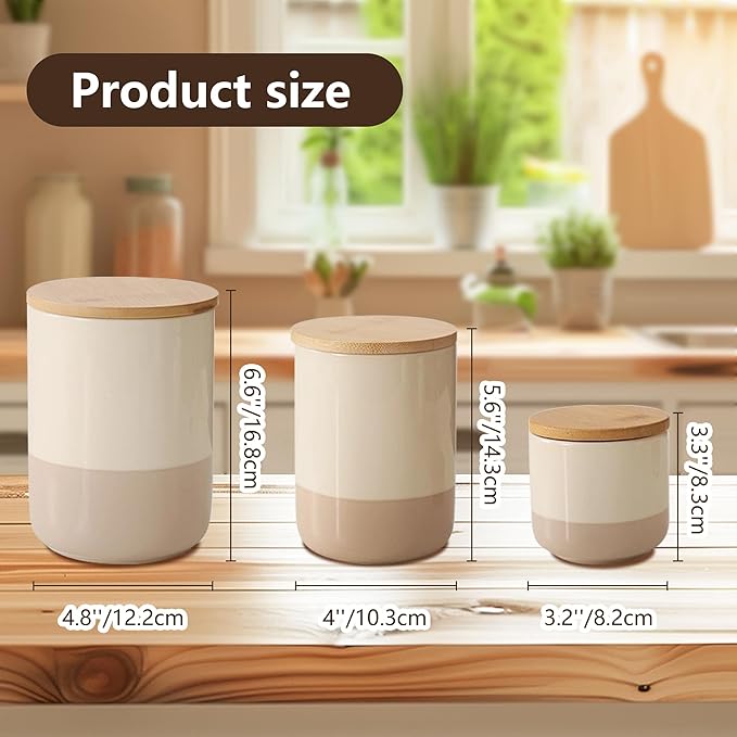 Simcat Airtight Food Storage Containers Kitchen Canisters with Wood Lids Storage Jars for Coffee, Sugar, Tea, Flour, Spice (Middle-27oz)