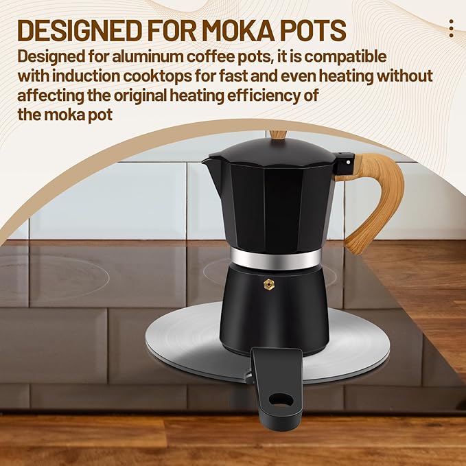 5.1in Induction Cooker Adapter Plate Stainless Steel Heat Sink for Aluminum Moka Pot Coffee Maker for Home and Camping 13cm