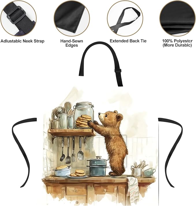 Funny Cat Apron with 2 Pockets Waterproof for Men Women Kitchen Garden Decor - Image 3