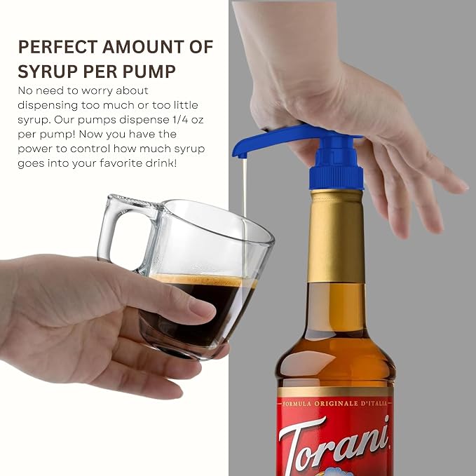 Syrup Pump Compatible with Torani, Davinci and Skinny (Set of 2) - fits Bottles (25.4 oz-750ml) (Blue) - Image 5