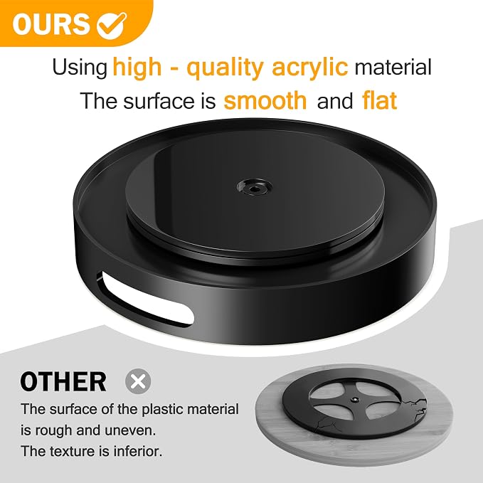 Lazy Susan Organizer Homerays 12 Inch Non-Skid Bamboo Lazy Susan for Kitchen Rotating Spice Rack with Handles, Wood Turntable for Kitchen Cabinet,Countertop (Black, Medium) - Image 3