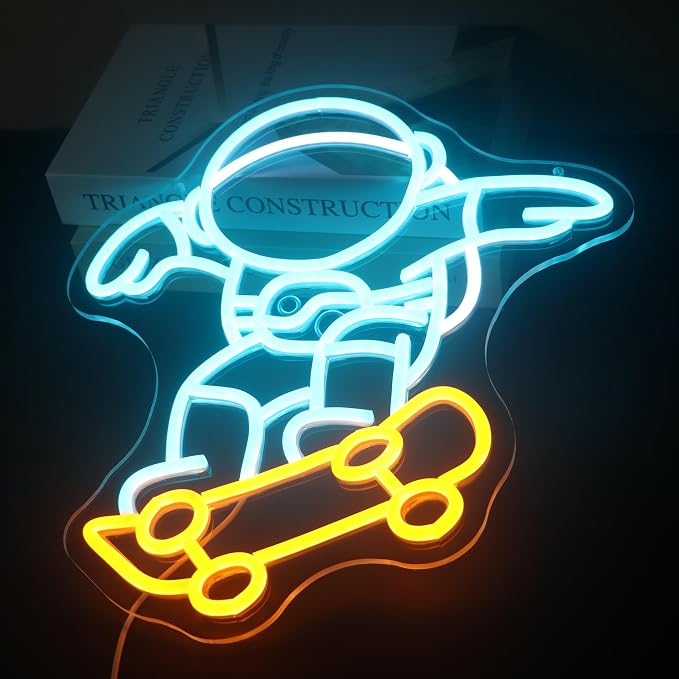 "Astronaut Skateboarding" Space Adventure Light - Cool & Gravity-Defying LED Wall Art for Game Room, Dorm, Bedroom Decor, Dimmable USB, Awesome Gift for Sci-Fi Fans & Adventurers - Image 6